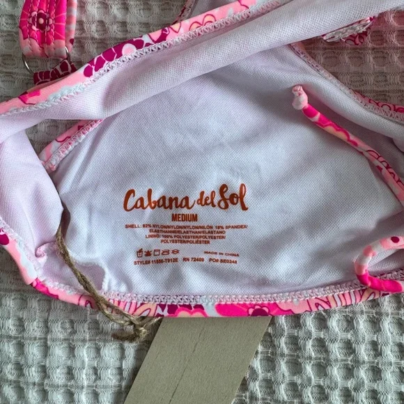 NWT Cabana Del Sol Pink & White Bikini Top - Picture 3 of 3